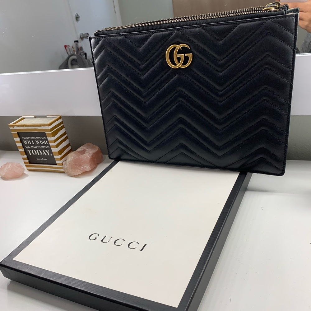 Gucci GG Marmont Quilted Leather Clutch